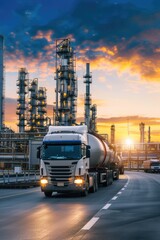 Shot of a lorry transportating of oil and natural gas - obrazy, fototapety, plakaty