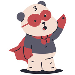 Cute superhero baby panda vector cartoon character illustration isolated on a white background.