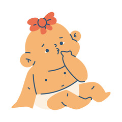 Cute toddler girl vector cartoon character illustration isolated on a white background.