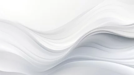 Behangcirkel Soft waves from white to silver, sleek, graceful design. © PETR BABKIN