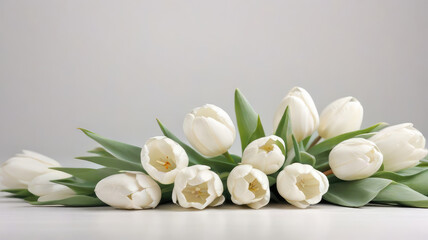 Fototapeta na wymiar A Collection Of Fresh White Tulip Flowers