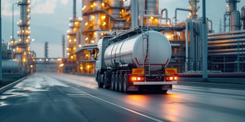 Naklejka premium Shot of a lorry transportating of oil and natural gas