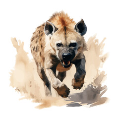 Hyena is running in watercolor painting style - obrazy, fototapety, plakaty