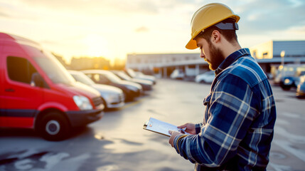 Fototapeta premium Transportation Manager - Checking Parking Checklist.