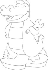 Crocodile Handyman Wrench Animal Vector Graphic Art Illustration
