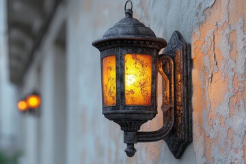 Close-up lantern on the wall
