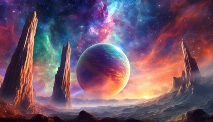 Planets and other solar systems, nebulae and exoplanet, formation of new worlds, big bang birth of the universe. Ai generative - obrazy, fototapety, plakaty
