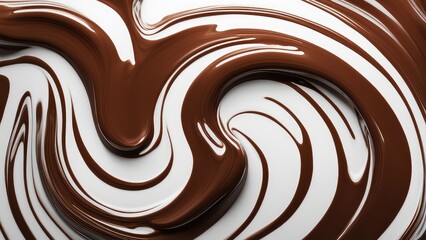 Swirled chocolate on a white background