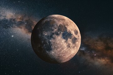 Majestic View of the Moon Against a Starry Sky - obrazy, fototapety, plakaty