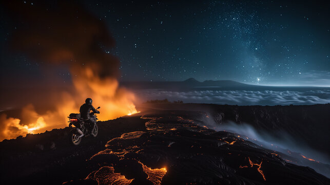Motoride to summit of Etna volcano.