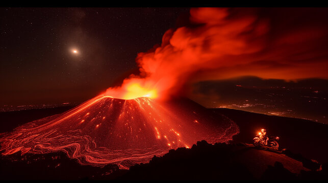 Motoride to summit of Etna volcano.