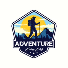 Hiking and Camping Logo design Vector