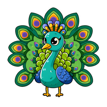 Sticker with the image of peacock