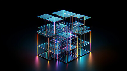 Neon Glass Cubes Art
