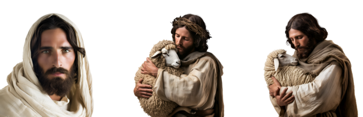 Bible Symbol: Set of Jesus Christ, Christianity, Easter and Christmas Concept, Isolated on Transparent Background, PNG