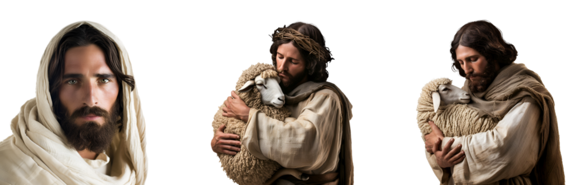 Bible Symbol: Set of Jesus Christ, Christianity, Easter and Christmas Concept, Isolated on Transparent Background, PNG