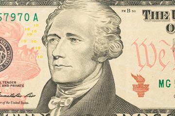 president hamilton face on the ten dollar bill