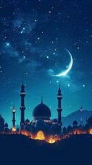 Flat ramadan kareem background illustration 9:16