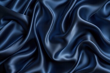 Obraz premium Navy silk satin Luxurious fabric for design Waves Elegant occasions