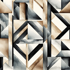 brown, black and white geometric abstract art, with lines and triangles. illustration for backgrounds, prints, wallpaper. watercolor style