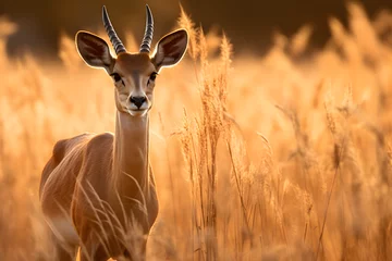 No drill roller blinds Antelope Antilope im hohen Gras der Savanne, Sonnenschein, erstellt mit generativer KI