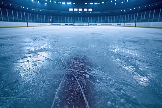 Puck marks on ice hockey arena boards