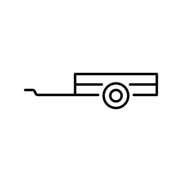 recommend clip art: Small car trailer icon. Black contour linear silhouette. Editable strokes. Side view. Vector simple flat graphic illustration. Isolated object on a white background. Isolate.