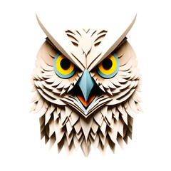 Obraz premium Kirigami furious face with an owl head in PNG