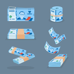 Vector 50000 indonesian rupiah currency set 2
