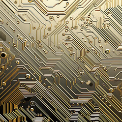 a gold circuit board background in - obrazy, fototapety, plakaty
