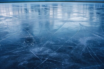 Textured background ice floor in a skating rink depicting the sport of ice skating