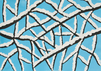 Winter branches in snow 1 painting