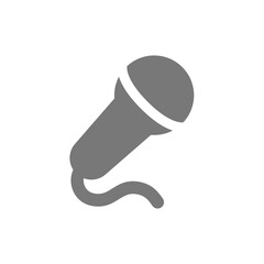 Microphone with wire vector icon. Cable mic black symbol.