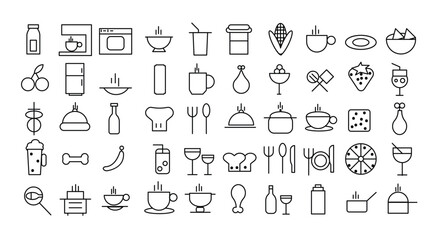 Vector icons set about food and drink restaurants fast food illustration