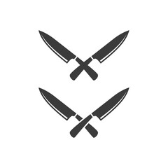 Crossed kitchen knifes vector icon. Kitchen, food and cooking symbol.
