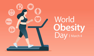 World Obesity day is observed every year on March 4, with the view of promoting practical solutions to end the global obesity crisis. Vector illustration