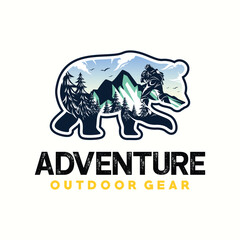 Hiking and Camping Logo design Vector
