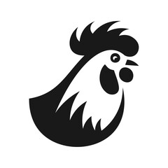 Rooster icon vector emblem symbol. Head icon design isolated on a transparent background. Modern black and white illustration. Simple minimalistic silhouette design for logo, tattoo, and t-shirt print