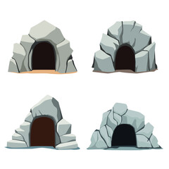 set of cave entrance designs.vector