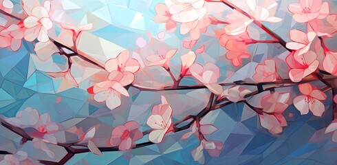 pink flowers on blue background