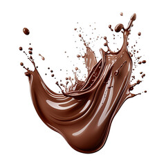 Cocoa liquid splashes on transparent background.