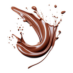 Cocoa liquid splashes on transparent background.