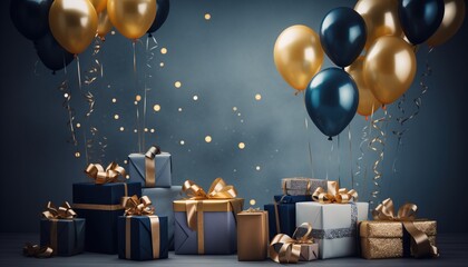 birthday gift mock up gift and balloon