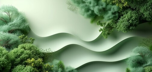 Green Abstract Nature Layers with Apricots.