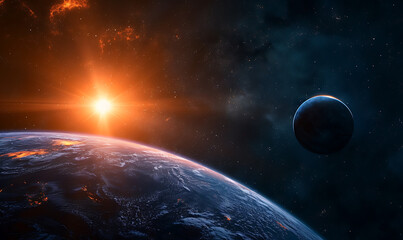 a large planet is shown from outer space in
