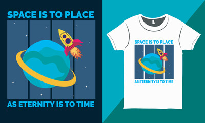 Space Theme Vector Illustrations shirt design, T-shirt Design with Rocket, Design for Casual Shirts Wear