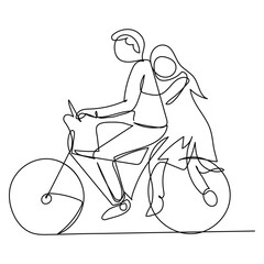 Continuous single vector line art drawing and one line illustration of Bicycle
