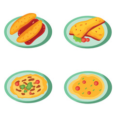 food on a plate.vector design set