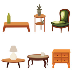 set of furniture objects design .vector