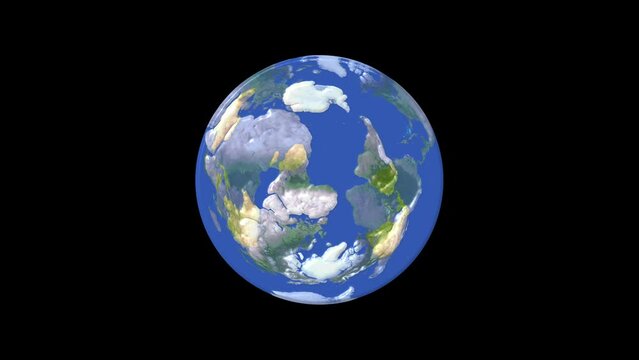  Flat design spinning Earth isolated on black. Animation of planet Earth. Flat design